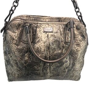 Coach Grey Python snakeskin Leather Shoulder Hobo Bag zip top pleated